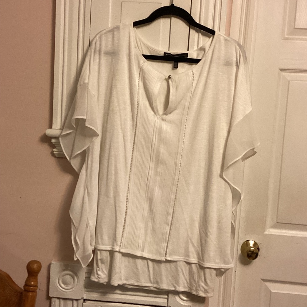 White House Black Market White Boxy Blouse